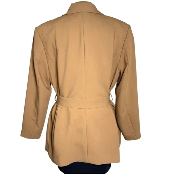 ELOQUII Women’s Size 18 Camel Tan Tie Front Minimalist Style Blazer - Picture 4 of 9